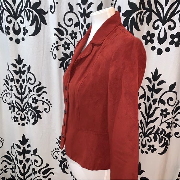 Dorby Faux Suede Sz 8 Rust/Cognac Unlined Fitted Blazer - Picture 6 of 7